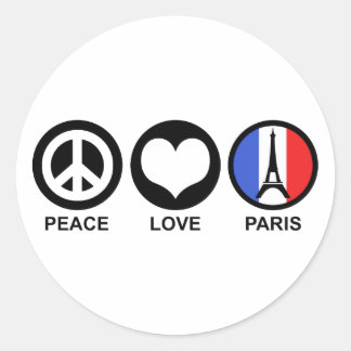 Peace Love Paris Classic Round Sticker