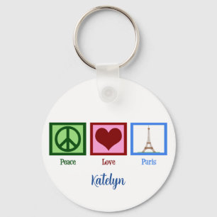 Peace Love Paris Customizable Key Ring