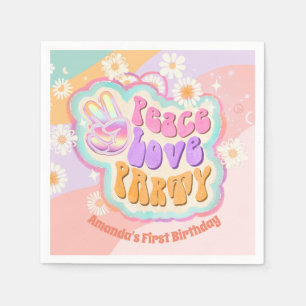 peace love party classic round sticker paper plate napkin