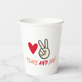 Peace Love Party Cups | 8oz Disposable Paper Cups 