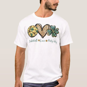 Peace Love Patty's Day Basketball Shamrock St Patr T-Shirt