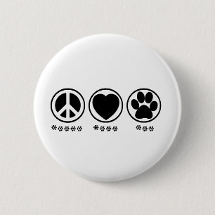 Peace Love Paw 6 Cm Round Badge