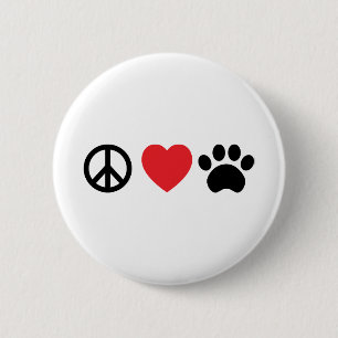 Peace, Love, Paw Button