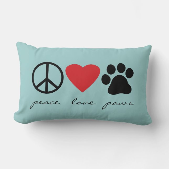 Peace Love Paws Lumbar Cushion (Front)