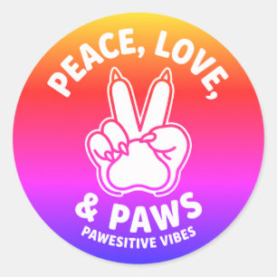 Peace Love & Paws Paw Positive Vibes Dog Lover Classic Round Sticker