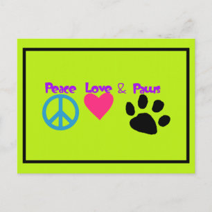 Peace Love & Paws Postcard