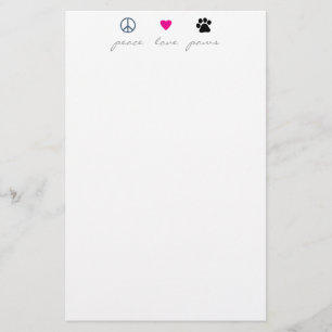 Peace Love Paws Stationery