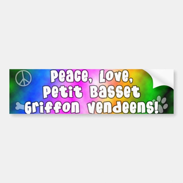 Peace Love PBGVs Bumper Sticker (Front)