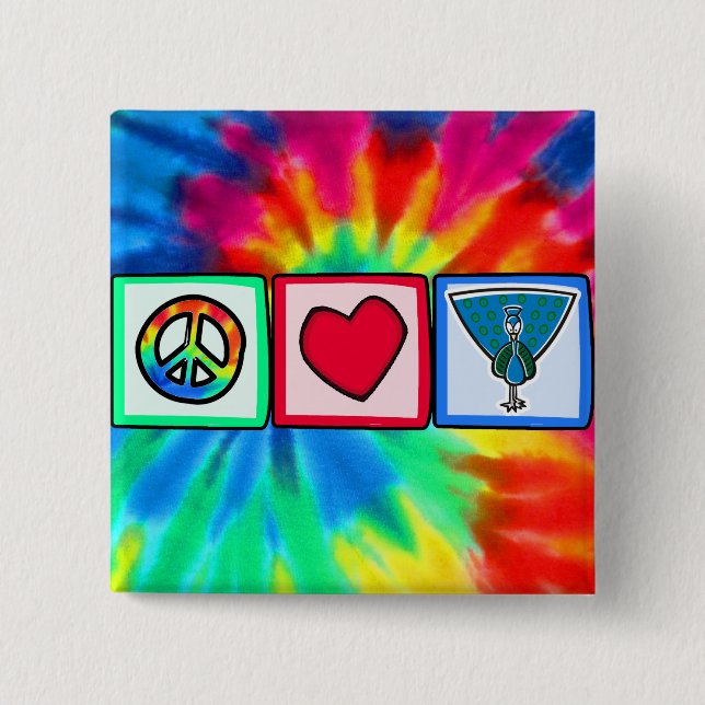Peace, Love, Peacocks 15 Cm Square Badge (Front)
