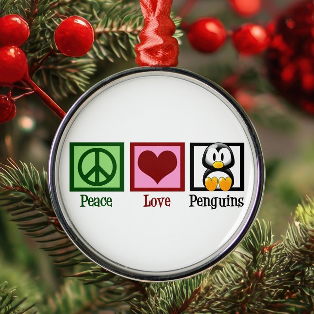 Peace Love Penguins Christmas Metal Tree Decoration (Creator Uploaded)