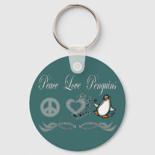 Peace Love Penguins Key Ring