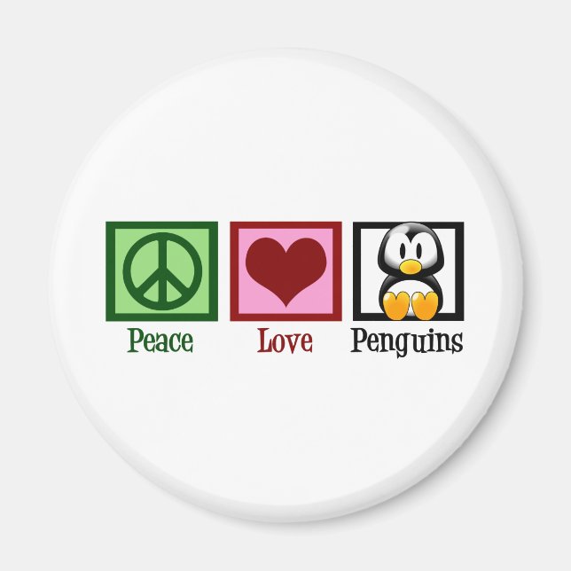 Peace Love Penguins Magnet (Front)