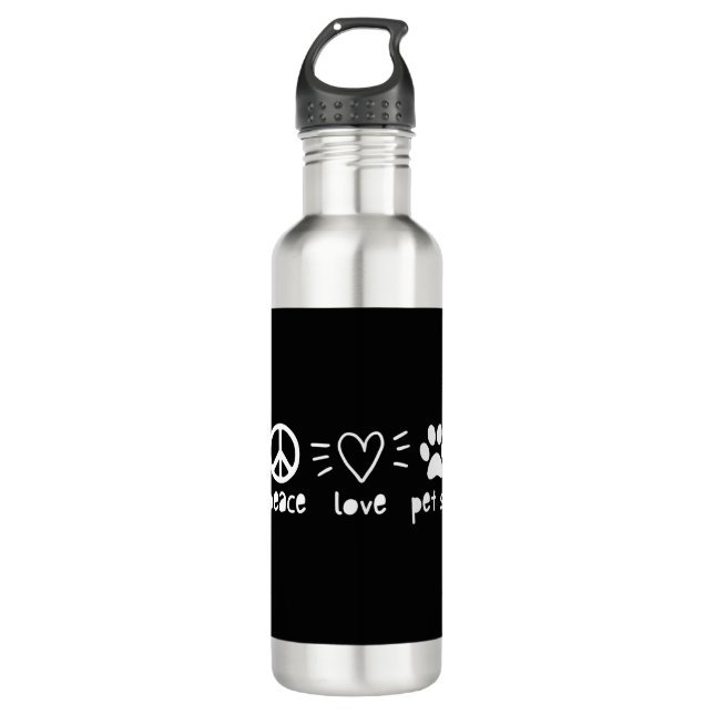 Peace Love Pet Sit 710 Ml Water Bottle (Front)
