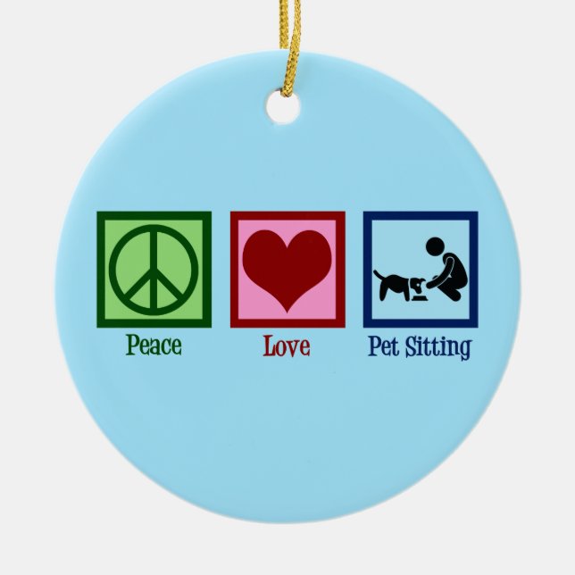Peace Love Pet Sitting Dog Walking Service Ceramic Tree Decoration (Front)