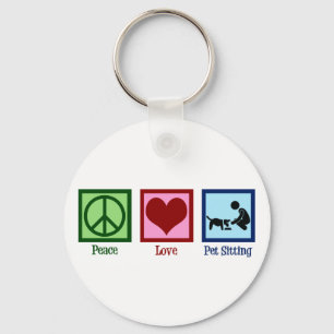 Peace Love Pet Sitting Dog Walking Service Key Ring