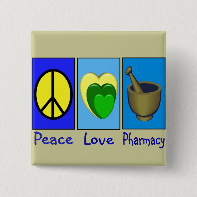 Peace Love Pharmacy 15 Cm Square Badge (Front)