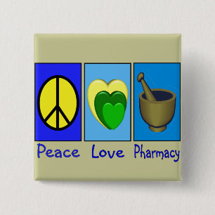 Peace Love Pharmacy 15 Cm Square Badge