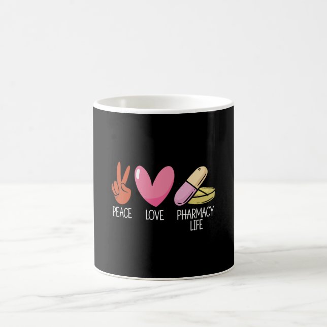 Peace Love Pharmacy Life Tech Medicine Pharmacist Coffee Mug (Center)