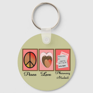 Peace Love Pharmacy Student Gifts Key Ring