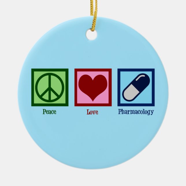 Peace Love Pharmocology Ceramic Tree Decoration (Front)