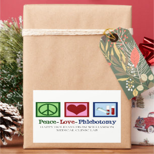 Peace Love Phlebotomy Cute Custom Phlebotomist Rectangular Sticker