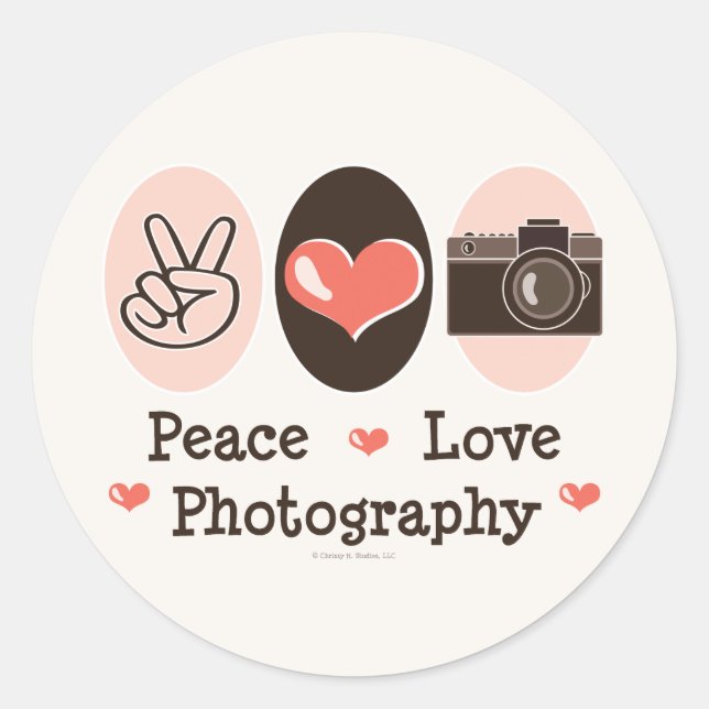 Peace Love Photography Camera Stickers (Front)