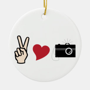Peace Love Photography Ceramic Tree Decoration