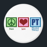 Peace Love Physical Therapist Magnet<br><div class="desc">A peace sign,  heart,  and the letters PT for physical therapy.</div>