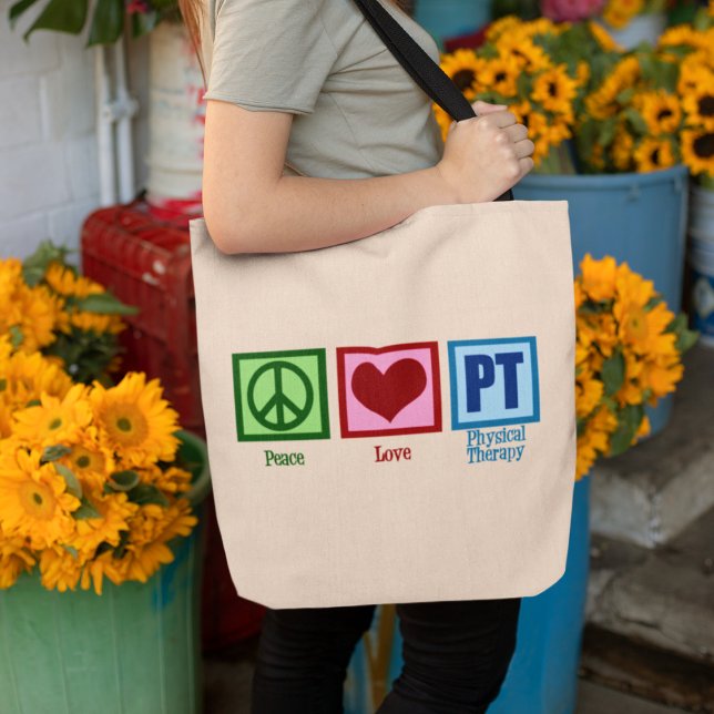 Peace Love Physical Therapist Tote Bag (Creator Uploaded)