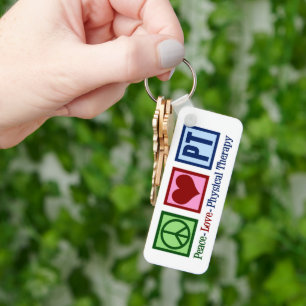 Peace Love Physical Therapy Cute Personalised PT Key Ring