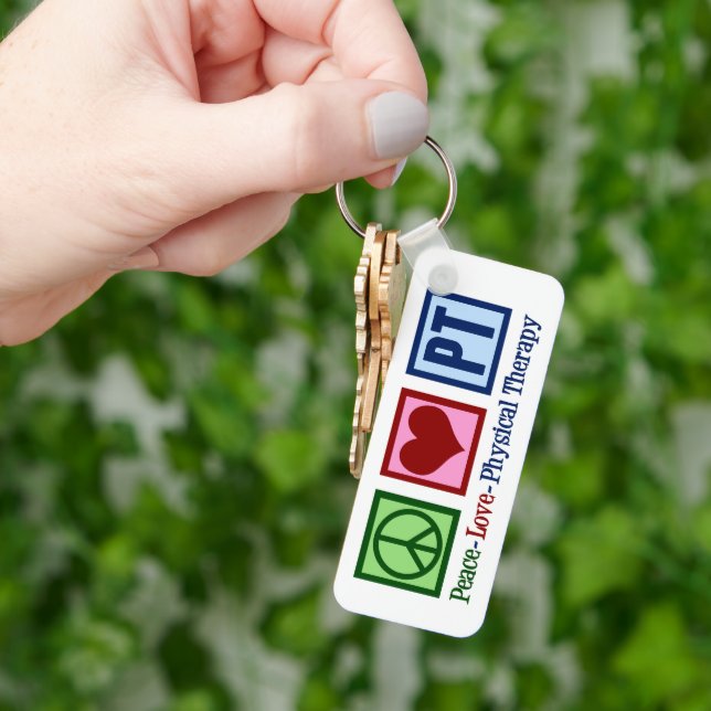 Peace Love Physical Therapy Cute Personalised PT Key Ring (Hand)