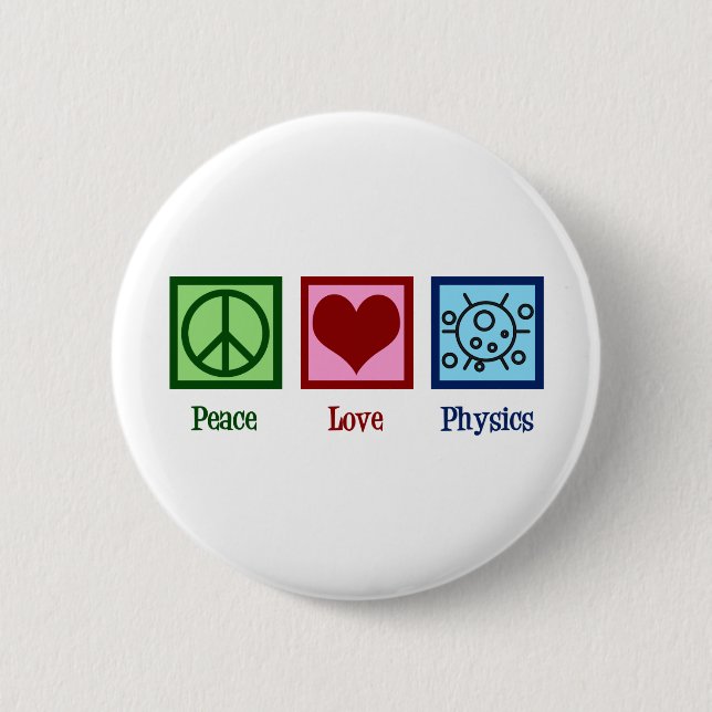 Peace Love Physics 6 Cm Round Badge (Front)