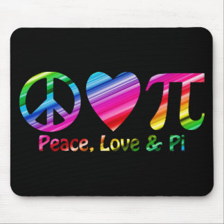 Peace, Love, Pi Rainbow Mouse Mat