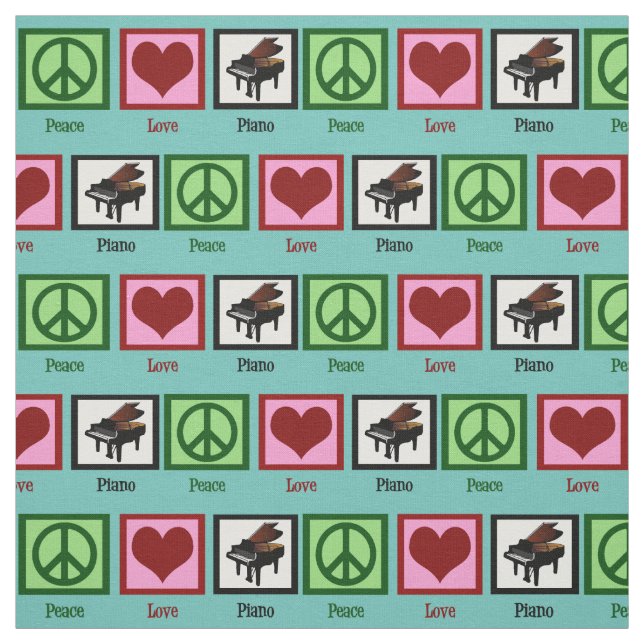 Peace Love Piano Fabric (Swatch)