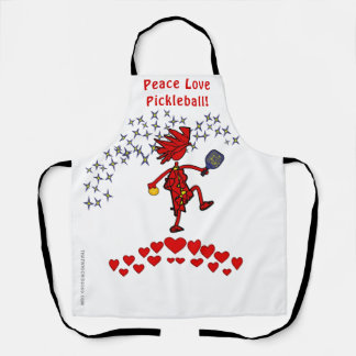 Peace Love Pickleball All-Over Print Apron