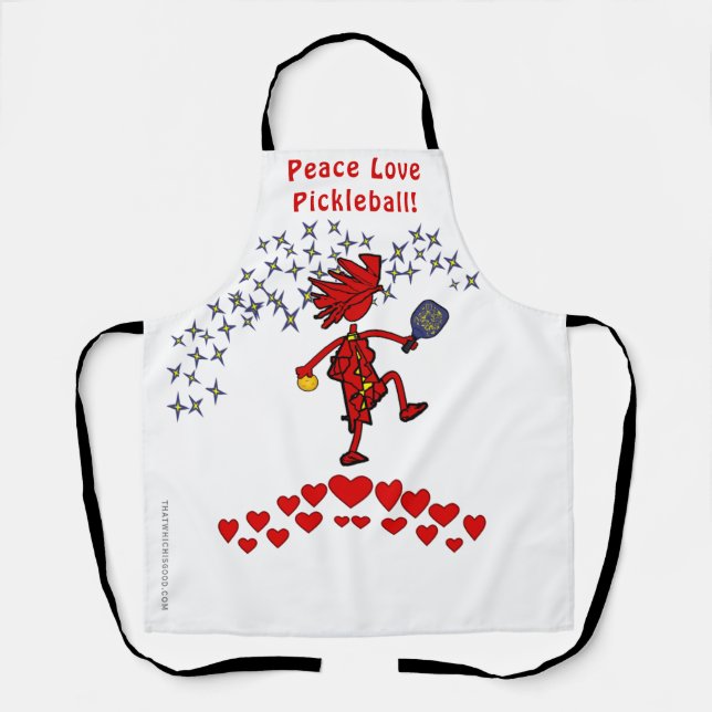 Peace Love Pickleball All-Over Print Apron (Front)
