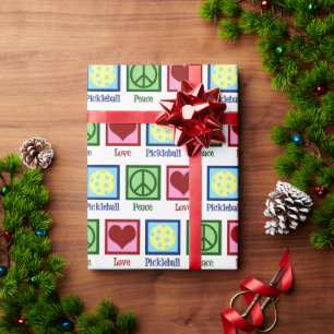 Peace Love Pickleball Cute Christmas Wrapping Paper