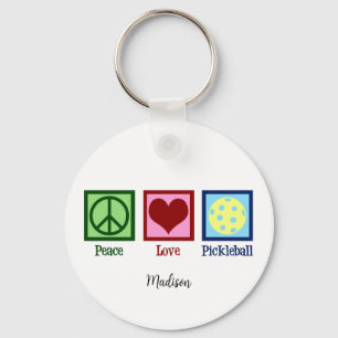 Peace Love Pickleball Cute Personalised Key Ring