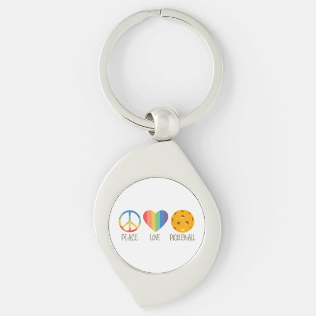 Peace Love Pickleball Key Ring (Front)