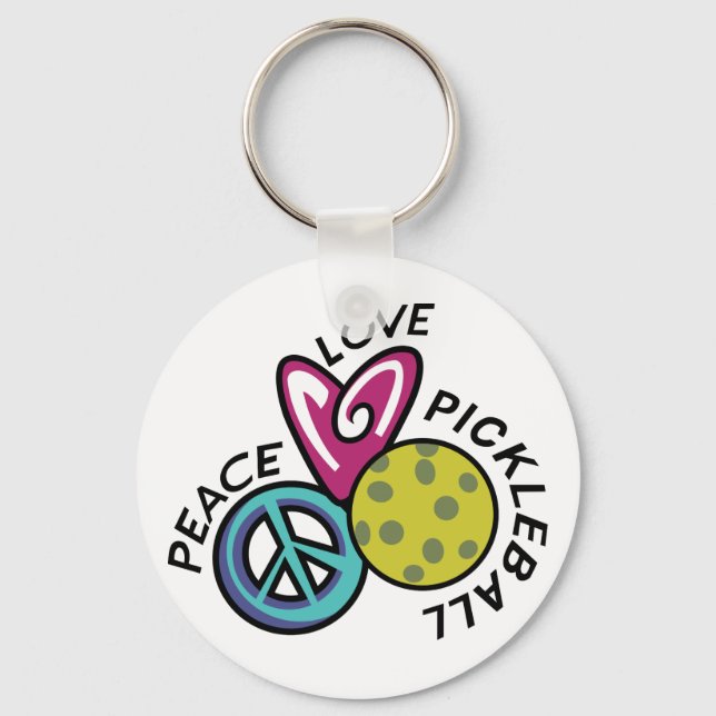 Peace Love Pickleball Key Ring (Front)