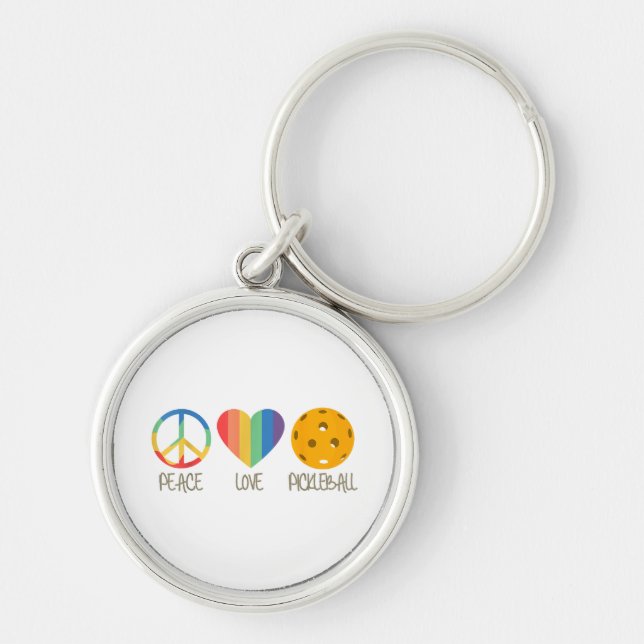 Peace Love Pickleball Key Ring (Front)
