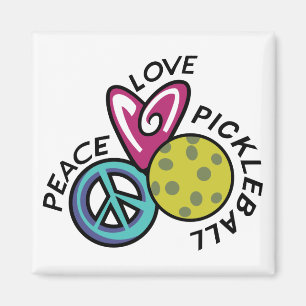 Peace Love Pickleball Magnet