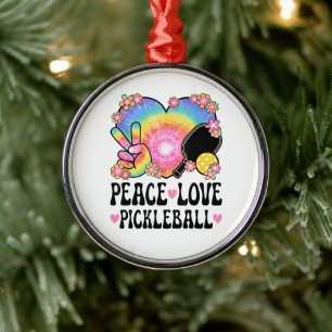 Peace Love Pickleball Metal Tree Decoration