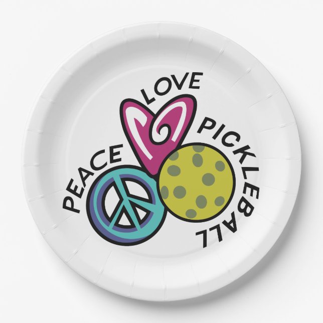 Peace Love Pickleball Paper Plate (Front)