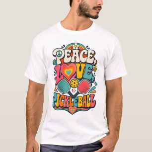 Peace Love Pickleball Retro Groovy Sports T-Shirt