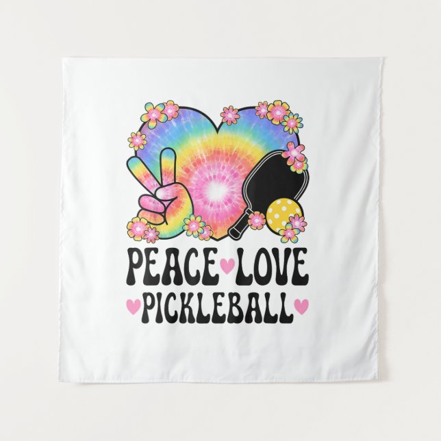 Peace Love Pickleball Tapestry (Front)