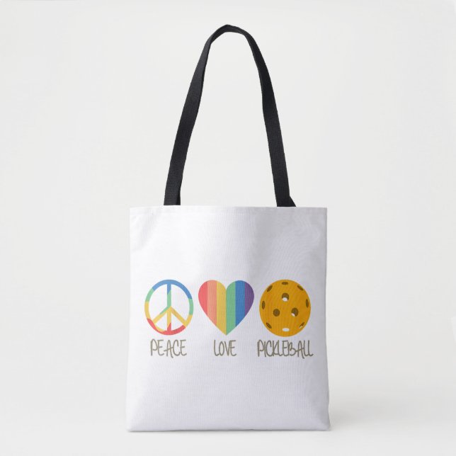 Peace Love Pickleball Tote Bag (Front)