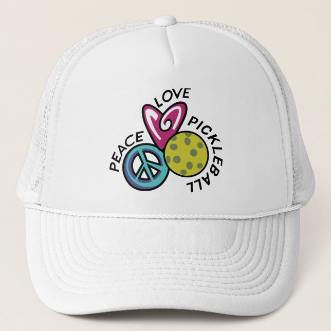 Peace Love Pickleball Trucker Hat (Front)