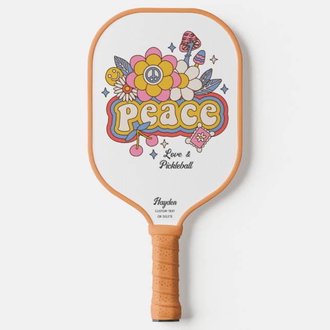 Peace Love & Pickleball Word Art Custom Text Name Pickleball Paddle (Front)