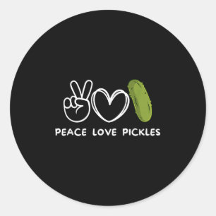 Peace, Love Pickles Retro Pickles Lover Food Lover Classic Round Sticker